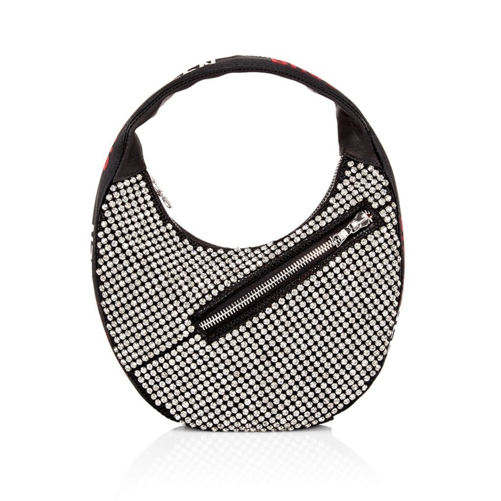 Bruce Glen Logo Mini Egg Rhinestone Mesh Hobo Bag - Picture 2 of 15